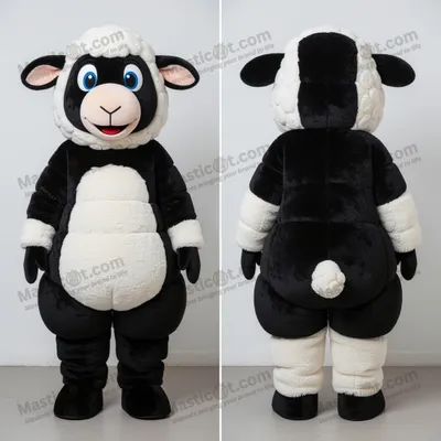 Produktbild von Schwarz-weißes, MASTICOT flauschiges Suffolk-Schaf-Maskottchen