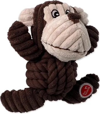 Obrázok produktu pre Hračka DOG FANTASY Safari opica s uzlom pískajúca 18 cm