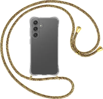 Produktbild von Handykette Backcover-Schutzhülle mit Band (Metall goldfarben) für Samsung S25 - braun+beige