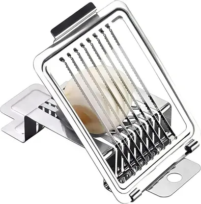 Imagen del producto de Cortador de huevos de acero inoxidable, base estable, apto para huevos cocidos y frutas, 1 unidad, utensilio de cocina