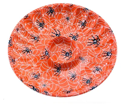 Produktbild von Halloween Dekoration - Schale mit Spinnendruck (orange, 35cm) Deko