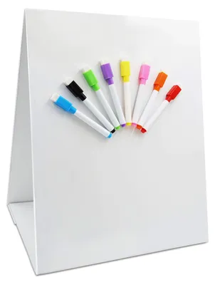 Obrázok produktu pre Omgoods – Magnetická tabuľa s podstavcom a bielym povrchom, vrátane 8 fixiek na suché mazanie – obojstranná a samostatná (16" X 12.5")
