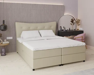 Produktbild von Boxspringbett, 180cm x 200cm, Grau, mit Bettkasten, Matratze und Topper, Doppelbett, NEVADA, Panda Möbel