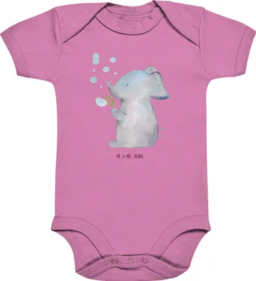 Produktbild von Mr. & Mrs. Panda Strampler Baby Elefant Seifenblasen 6. - 12. Monat - Bubble Gum Pink - Geschenk, Liebesspruch, Babystrampler, Liebe, Lustige Sprüche, Einteiler, Babybody