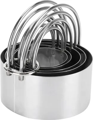 Obrázok produktu pre 5PCS/set Krájač na sušienky Nerezová oceľ Okrúhly krájač na sušienky s rukoväťou Nástroje na pečenie cesta