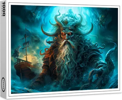 Produktbild von raxxa Premium-Puzzle „Meeresgott, der aus dem Meer emporsteigt – Fantasiegemälde“, 1000 Teile