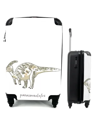 Produktbild von MuchoWow® Koffer Handgepäck Trolley Rollkoffer Kleine Reisekoffer mit 4 Rollen - Parasausolophus - Dinosaurier - Junge - Mädchen - Kind - Cabin Size < 55x40x23 cm & 55x40x20 cm - Kinderkoffer - Kabinenkoffer - Boardgepäck - Reise-Box - Reisekoffer - Reisegepäck - Koffer mit Bild - Trolley für Kinder