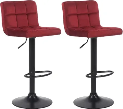 Image de set de 2 tabourets de bar - tabouret de cuisine - hauteur réglable et design moderne | Couleur : rouge