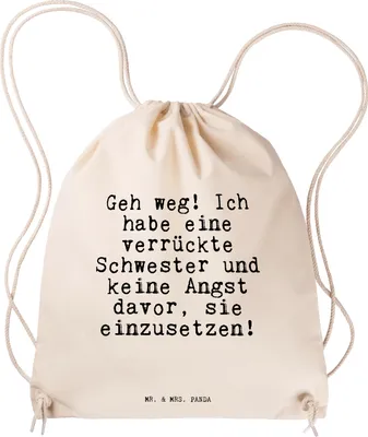 Produktbild von Mr. & Mrs. Panda Turnbeutel Geh weg! Ich habe... - Transparent - Geschenk, sporttasche klein, Schwester, Zitat, Kleiner Rucksack, Sportbeutel, wander, gym tasche, Sprüche