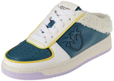 Productafbeelding van Pinko dames sneaker Gary, gemaakt van gerecycled PU, gymtasmodel, kleur: wit, grijs, geel, maat 38 EU