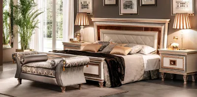 Immagine prodotto di Camera da letto 4 pezzi letto + 2x comodino + divano chaise longue design