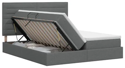Immagine prodotto di vidaXL Letto contenitore con testiera grigio scuro 200 x 200 cm tessuto