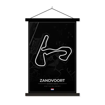 Produktbild von MuchoWow® Textilposter Formel 1 - Rundkurs Zandvoort - Rennstrecke - Niederlande - Schwarz 60x90 cm mit schwarzem Rahmen - Poster Wohnzimmer
