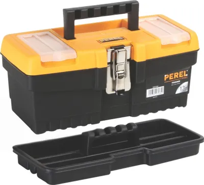 Produktbild von Perel Werkzeugkoffer 6,8 Liter, kompakter Werkzeugkoffer mit herausnehmbarer Einsatzbox, 2 Organiser
