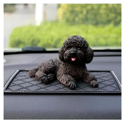 Produktbild von Pudel Gartenfigur aus Polyresin - Hund Statue für die Gartendekoration (Schwarz)
