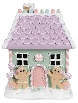 Produktbild von Clayre & Eef Lebkuchenhaus 17x14x21 cm Grün Rosa Kunststoff