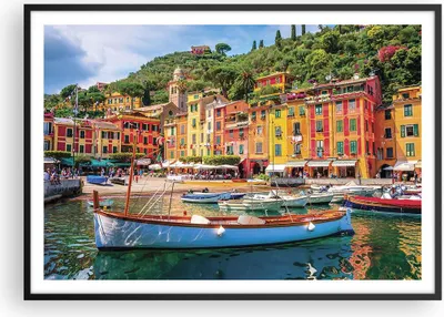 Produktbild von Gerahmtes Poster - Schwarzer Rahmen - Weihnachtsmann Margherita Ligure - 100x70 cm - Wand Bild - Wanddeko - Wandbilder - Wandposter - Bilderrahmen - Bilder - Kunstdruck - Wandbild - P2BAA100x70-4232