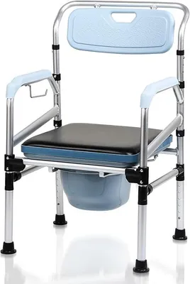 Produktbild von Toilettenstuhl, Toilettenstuhl für Senioren, Höhenverstellbar (42-54 cm) mit Gepolstertem Sitz & Toiletteneimer, Stabil bis 200 kg