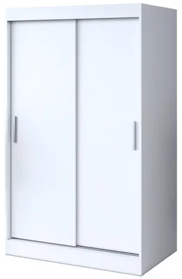Zdjęcie produktu dla Szafa przesuwna 120x200cm - Biały Mat - Szafa przesuwna GOLD - z 5 półkami i 2 drążkami
