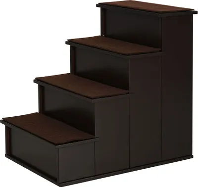 Obrázek produktu pro Schody pro domácí mazlíčky D06-078, 4stupňové, s protiskluzovou podložkou, MDF, tmavě hnědá, 40 x 59 x 54,2 cm