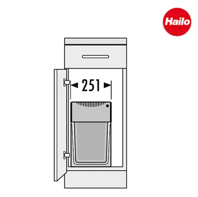 Image de Hailo Tandem poubelle coulissante 2x15 L meuble dès 30 cm