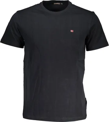 Obrázek produktu pro Napapijri Košile s krátkým rukávem, kulatý výstřih, výšivka loga, černá : Velikost - 3XL Velikost: 3XL