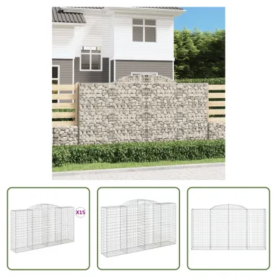 Productafbeelding van Living Store Gabionen met boogvorm, 15 stuks, 300x50x160/180 cm, verzinkt staal