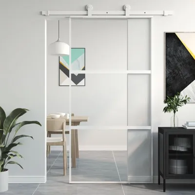 Zdjęcie produktu dla vidaXL Drzwi przesuwne białe 102,5x205 cm szkło hartowane i aluminium