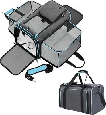 Immagine prodotto di Borsa da trasporto per animali, tracolla regolabile, diversi accessi, GRIGIO