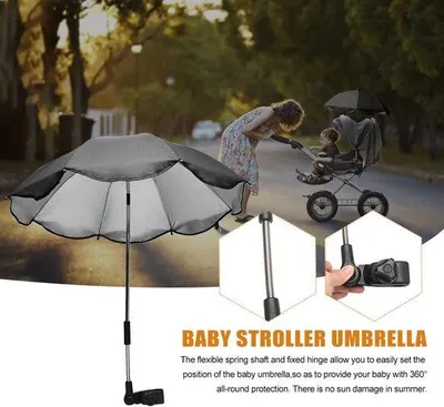 Produktbild von Regenschirm für Kinderwagen, verstellbar, UV-Schutz, Klemmhalter