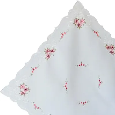 Produktbild von Tischdecke MARGIT Stickerei Rosenmotiv weiß Polyester 130 x 170 cm