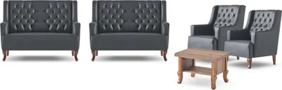 Obrázok produktu pre Sedací nábytok Čierna súprava 2-miestne kreslo Konferenčný stolík Chesterfield Kompletný