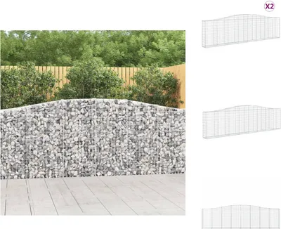 Produktbild von vidaXL Gabionen mit Hochbogen 2 Stk. 400x30x100/120cm Verzinktes Eisen -  Blumentöpfe & Pflanzgefäße