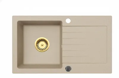 Produktbild von Granitspüle mit Siphon und Armatur Gold Spülbecken 75x43,5 Beige