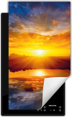 Produktbild von DarHaus Herdabdeckplatte 1 teilig 30x52 cm Anti Rutsch Matte Aufrollbar, Sonne
