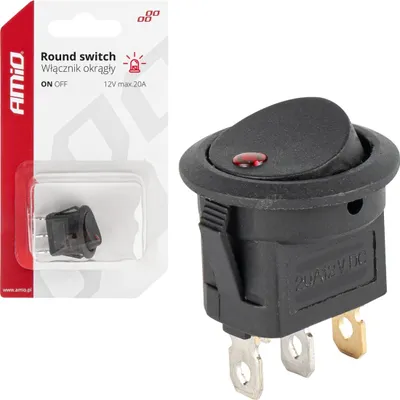 Produktbild von AMiO 12V 20A Rundschalter Rot beleuchtet