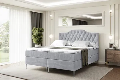 Produktbild von ALTDECOR  Boxspringbett mit Silber Füßen, Matratze und Lattenrost, Boxbett, Topper, Polsterbett mit Bettkasten, Bett mit Stauraum H3-Matratze, Doppelbett - VILA-1-FS- 180x200 - Grau Monolith 84