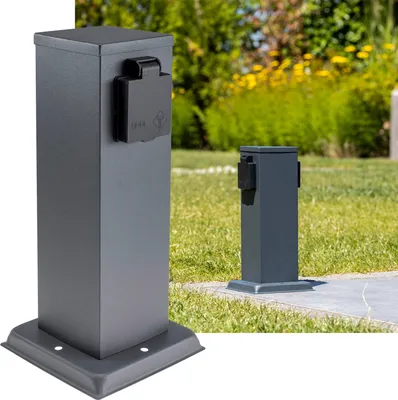 Zdjęcie produktu dla Gniazdo wtykowe słupek, 2-drożne, IP44, antracyt 250V~/ 16A, 13x13x27cm