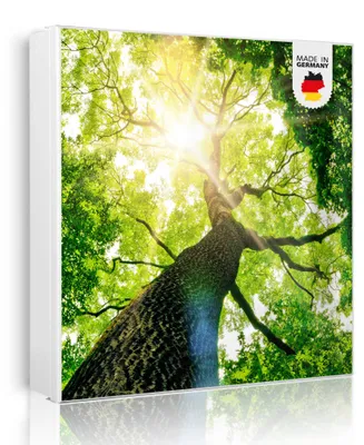 Zdjęcie produktu dla banjado metalowa szafka na klucze, duża 30x30 cm z 32 haczykami, może służyć jako tablica magnetyczna, biały korpus, zawias po prawej stronie, Baumkrone [SKGW1 10443]