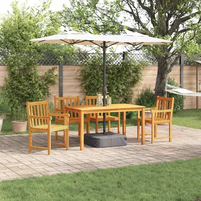 Imagen del producto de Maison Exclusive - Juego de mesa para jardín, 5 piezas, color marrón, madera maciza de acacia