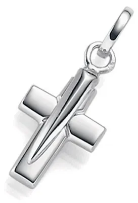 Produktbild von Anhänger Kreuz aus 585 Echt Gold Weißgold 13x30mm Halsschmuck Goldanhänger
