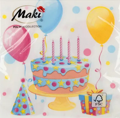 Immagine prodotto di Tovaglioli 33x33 cm - Bday Cake with Balloons