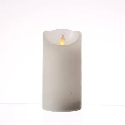LED Kerze M-TWINKLE - Echtwachs - mechanisch bewegte Flamme - H- 15cm - D- 7-5cm - Timer - weiss