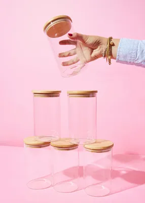 Produktbild von KoRo I Vorratsglas mit Bambusdeckel 1000 ml 6 Stück
