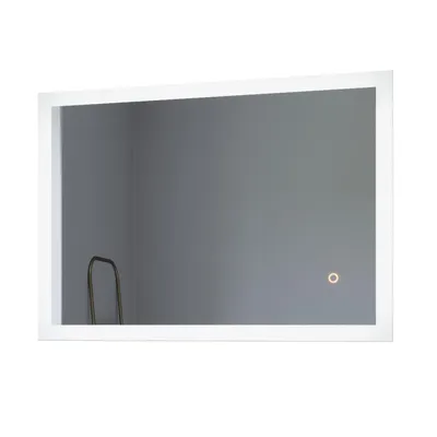 Produktbild von Badspiegel mit Beleuchtung 70x50 cm, rahmenloser Spiegel mit Touchschalter, Wandspiegel dimmbar mit Speicherfunktion, Kaltweiß-Beleuchtung, IP44