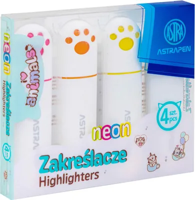 Zdjęcie produktu dla ASTRAPEN Neonowe Zakreślacze Zwierzęce - Kolorowe Narzędzie dla Kreatywnych Umysłów