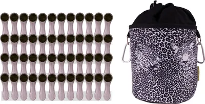 Produktbild von trendfinding 48 Wäscheklammern Silber Edelstahl, 1 Klammerbeutel Leopard Schwarz