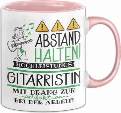 Produktbild von Gitarristin Tasse Geschenk Lustig Abstand Halten Hochleistungs-Gitarristin Mit Drang Zur Perfektion Bei Der Arbeit (Rosa)