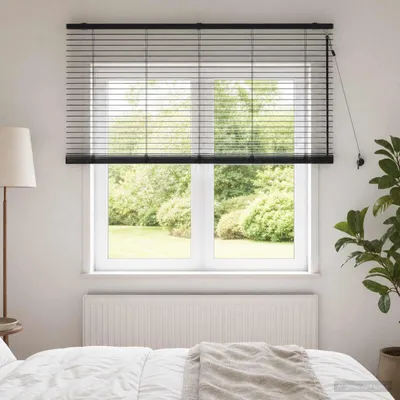 Obrázek produktu pro Jalousie Schwarz, rozměry 125 x 130 cm, lamely o tloušťce 35 mm, vyrobené z masivního dřeva paulownia