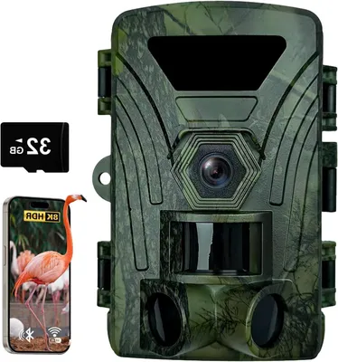 Zdjęcie produktu dla Kamera dzika, kamera zewnętrzna, obserwacja przyrody, wideo 8K, Wi-Fi, 32 GB pamięci, kolor zielony